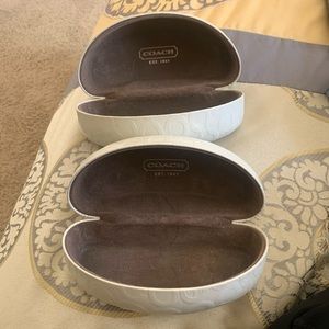 Empty Coach sunglasses case white